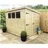 6ft X 4ft Pressure Treated Tongue & Groove Pent Shed + 3 Windows + Side Door + Safety Toughened Glass
