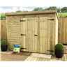 8FT x 8FT Windowless Pressure Treated Tongue & Groove Pent Shed + Double Doors