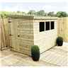 8FT x 6FT Reverse Pressure Treated Tongue & Groove Pent Shed With 3 Windows + Side Door + Safety Toughened Glass