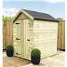 7ft X 4ft Premier Windowless Pressure Treated Tongue & Groove Apex Shed + Higher Eaves & Ridge Height + Single Door - 12mm Tongue And Groove Walls, Floor And Roof