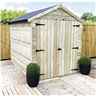 6FT x 6FT WINDOWLESS PREMIER PRESSURE TREATED TONGUE & GROOVE APEX SHED + HIGHER EAVES & RIDGE HEIGHT + DOUBLE DOORS - 12MM TONGUE AND GROOVE WALLS, FLOOR AND ROOF