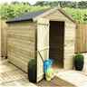 8ft X 6ft Premier Windowless Pressure Treated Tongue & Groove Single Door Apex Shed + Higher Eaves & Ridge Height - 12mm Tongue And Groove Walls, Floor And Roof