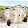 12FT x 8FT WINDOWLESS PREMIER PRESSURE TREATED TONGUE & GROOVE APEX SHED+ HIGHER EAVES & RIDGE HEIGHT + DOUBLE DOORS - 12MM TONGUE AND GROOVE WALLS, FLOOR AND ROOF 
