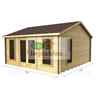 4.5m x 5.5m Premier Huez Log Cabin - Double Glazing - 44mm Wall Thickness