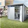 8ft x 7ft Large Dark Grey Heavy Duty Metal Shed With Double Doors (2.6m x 2.2m)