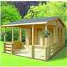 3.89m x 6.39m Log Cabin - Includes Impressive Veranda - 70mm Wall Thickness