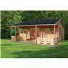 5.39m x 5.90m Log Cabin Including Pressure Treated Decking - 44mm Wall Thickness