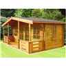 3.59m x 3.89m Log Cabin with Double Doors - 28mm Wall Thickness
