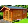 3.59m x 4.49m Log Cabin with 2 Rooms - 28mm Wall Thickness