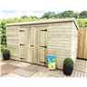 12ft X 3ft Pressure Treated Windowless Tongue & Groove Pent Shed + Double Doors Centre