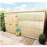 14ft X 3ft Windowless Pressure Treated Tongue & Groove Pent Shed + Double Doors