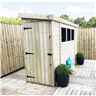 7ft X 3ft Reverse Pressure Treated Tongue & Groove Pent Shed + 3 Windows And Single Door + Safety Toughened Glass