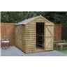INSTALLED 8ft x 6ft (2.4m x 1.9m) Pressure Treated Overlap Apex Wooden Garden Shed with Single Door With 2 Windows - Modular - INSTALLATION INCLUDED (CORE)