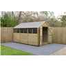 12ft x 8ft (3.7m x 2.6m) Pressure Treated Overlap Apex Shed with Double Doors + 6 Windows - Modular