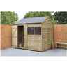6ft x 8ft (1.9m x 2.4m) Overlap Pressure Treated Reverse Apex Shed With Single Door and 1 Window - Modular - CORE