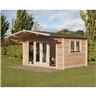 4m x 3m Apex Log Cabin with Overhang and Large Front Windows (34mm Wall Thickness) **Includes Free Shingles**