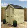 4FT x 4FT PREMIER WINDOWLESS PRESSURE TREATED TONGUE & GROOVE APEX SHED + HIGHER EAVES & RIDGE HEIGHT + SINGLE DOOR - 12MM TONGUE AND GROOVE WALLS, FLOOR AND ROOF	