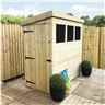 6FT x 3FT Pressure Treated Tongue And Groove Pent Shed With 3 Windows And Side Door + Safety Toughened Glass