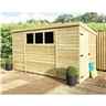 9FT x 4FT Pressure Treated Tongue And Groove Pent Shed With 3 Windows And Side Door + Safety Toughened Glass