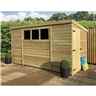 12FT x 6FT Pressure Treated Tongue & Groove Pent Shed + 3 Windows And Single Door + Safety Toughened Glass (Please Select Left Or Right Panel for Door)