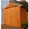 INSTALLED - 4ft x 6ft (1.19m x 1.82m) - Dip Treated Overlap - Apex Garden Shed - Windowless - Double Doors - 10mm Solid OSB Floor INSTALLATION INCLUDED