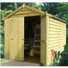 Installed - 12ft X 6ft (3.59m X 1.82m) - Dip Treated Overlap - Apex Garden Shed - Windowless - Double Door - 10mm Solid Osb Floor Installation Included