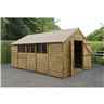 15ft x 10ft (3.05m x 4.55m) Overlap Apex Pressure Treated Shed With Double Doors and 6 Windows - Modular