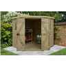 7ft X 7ft (2.96m X 2.30m) Tongue & Groove Pressure Treated Corner Shed With Double Doors And 2 Windows - Core (bs)