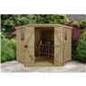 8ft x 8ft (3.46m x 2.80m) Tongue & Groove Pressure Treated Corner Shed With Double Doors and 2 Windows - CORE (BS)