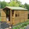 10ft X 7ft (2.97m X 2.04m) - Pressure Treated - Overlap - Apex Wooden Garden Shed - 2 Opening Windows - Double Doors
