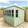 8ft X 6ft (1.83m X 2.39m) - Tongue And Groove - Pent Potting Shed - 2 Opening Windows - Single Door - 12mm Tongue And Groove Floor & Roof