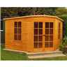 Installed 10ft X 10ft (2.99m X 2.99m) - Premier Corner Wooden Summerhouse - 2 Opening Windows - 12mm T&g Walls - Floor - Roof Installation Included