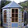 6ft X 7ft (1.87m X 2.16m) - Premier Pressure Treated Hexagonal Wooden Summerhouse - Single Door - 12mm T&g Walls & Floor
