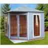 8ft x 8ft (2.5m x 2.5m) - Premier Corner Wooden Summerhouse - Double Doors - Side Windows - 12mm T&G Walls and Floor 