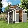 7ft X 10ft Skylight Shed With Lean To - Double Doors -19mm Tongue And Groove Walls, Floor + Roof - Painted With Light Grey