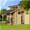 7ft x 10ft Skylight Shed With Lean To - Double Doors -19mm Tongue and Groove Walls, Floor + Roof