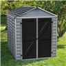 OUT OF STOCK PRE-ORDER 8ft x 6ft (2.28m x 1.85m) Double Door Apex Plastic Shed with Skylight Roofing