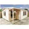 3.6m x 5m Premier Home Office Apex Log Cabin (Single Glazing) - Free Floor & Felt (70mm) 