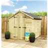 11FT x 5FT  Super Saver Windowless Pressure Treated Tongue & Groove Apex Shed + Double Doors + Low Eaves