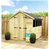 11FT x 5FT  Super Saver Pressure Treated Tongue & Groove Apex Shed + Double Doors + Low Eaves + 3 Windows
