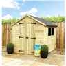 9ft X 6ft  Super Saver Pressure Treated Tongue & Groove Apex Shed + Double Doors + Low Eaves + 2 Windows