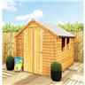 INSTALLED 8ft x 6ft  (2.39m x 1.83m) - Super Value Overlap - Apex Wooden Garden Shed - 2 Windows - Double Doors - 10mm Solid