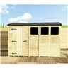 10FT x 4FT  REVERSE Super Saver Pressure Treated Tongue And Groove Single Door Apex Shed (High Eaves 72") + 3 Windows