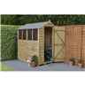 Installed 6ft X 4ft (1.8m X 1.3m)  Pressure Treated Overlap Apex Wooden Garden Shed With Single Door And 4 Window - Modular - Installation Included