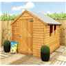 INSTALLED 8ft x 6ft  (2.39m x 1.83m) - Pressure Treated - Super Value Overlap - Apex Wooden Garden Shed - 2 Windows - Single Door - 10mm Solid OSB Floor INSTALLATION INCLUDED