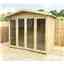 7ft x 8ft Pressure Treated Tongue & Groove Apex Summerhouse - LONG WINDOWS - with Higher Eaves and Ridge Height + Overhang + Toughened Safety Glass + Euro Lock with Key + SUPER STRENGTH FRAMING