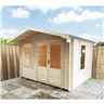 3.3m x 3m Premier Log Cabin With Half Glazed Double Doors and Single Window Front + Side Window (19mm) IN STOCK - READY TO SHIP IN 5 DAYS
