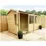 13ft X 28ft Reverse Pressure Treated Tongue & Groove Apex Summerhouse With Higher Eaves And Ridge Height + Toughened Safety Glass + Euro Lock With Key + Super Strength Framing