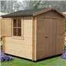 2m x 2m Premier Apex Log Cabin With Single Door and Window Shutter + Free Floor & Felt (19mm)