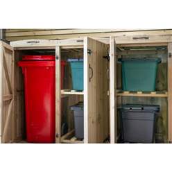 Wheelie Bin & Recycling Box Triple Chest Store - 1 X Wheelie Bin + 4 X Recycling Boxes